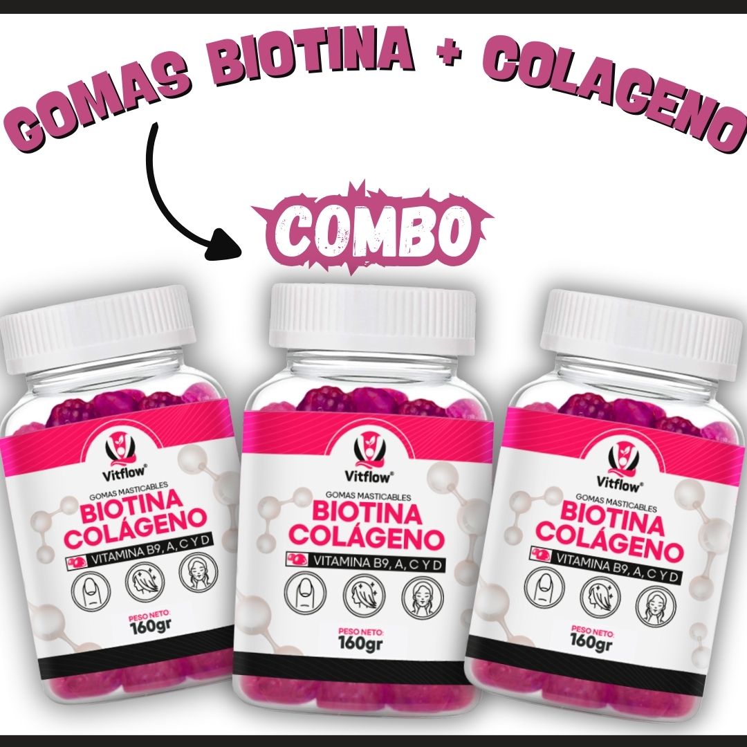 Combo X3 Unidades Gomitas Biotina Mas Colágeno