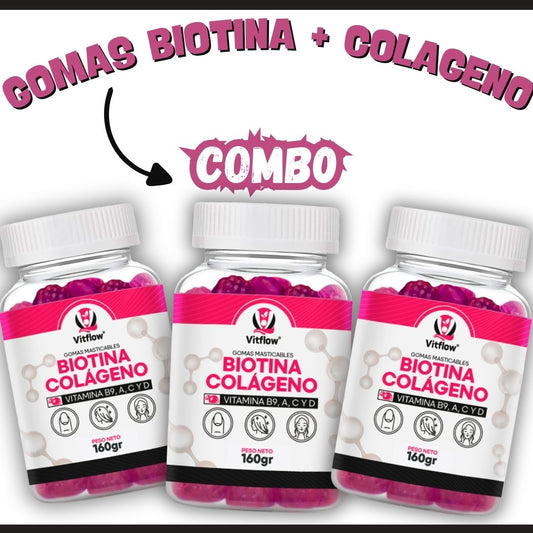 Combo X3 Unidades Gomitas Biotina Mas Colágeno