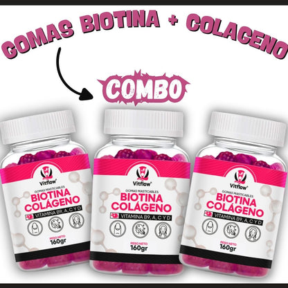 Combo X3 Unidades Gomitas Biotina Mas Colágeno